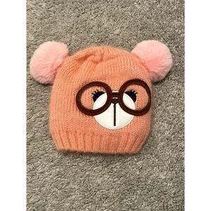 Adorable Fluffy Pink Bear Hat with Glasses - Cloud Soft